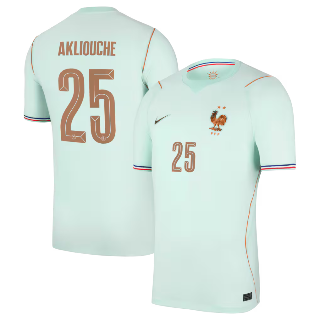 Maillot France Nike FFF Extérieur Stadium 26 avec flocage Akliouche 25