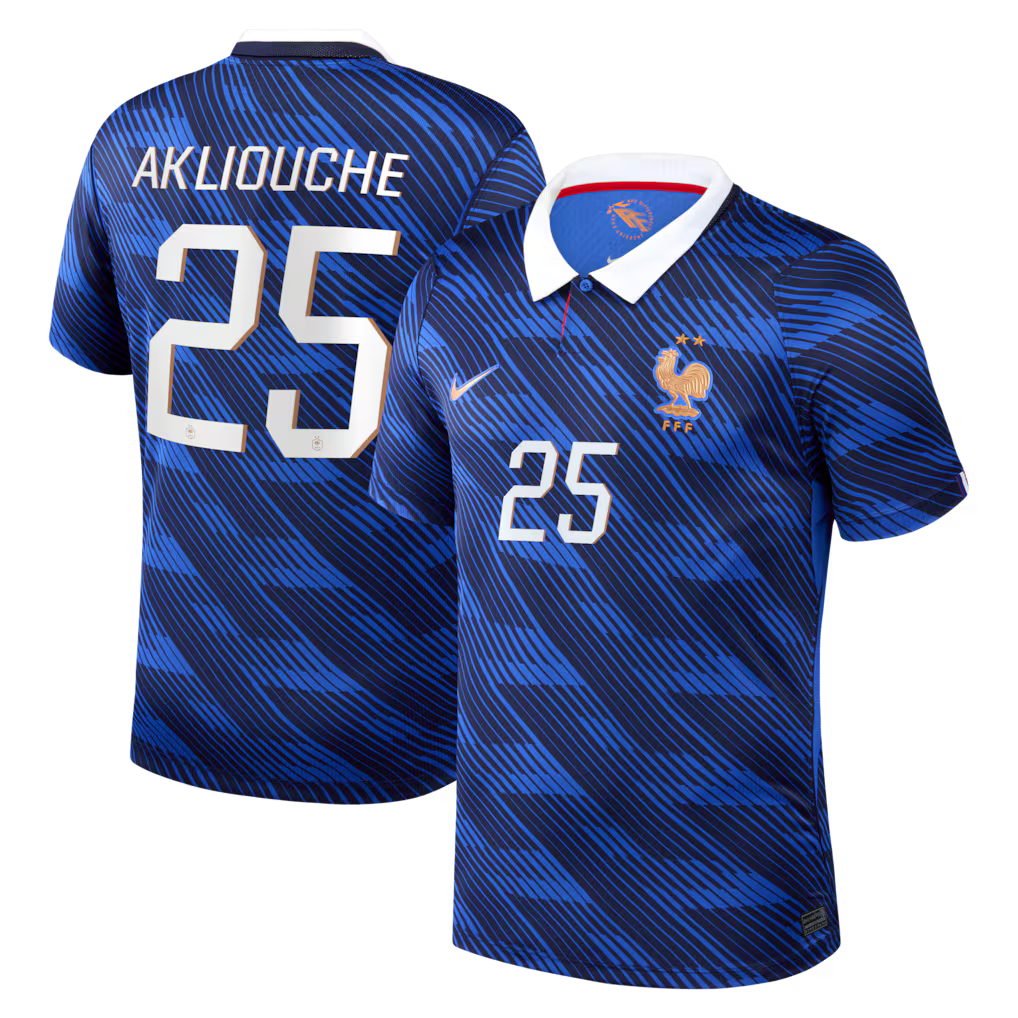Maillot France Nike FFF Domicile Stadium 26 avec flocage Akliouche 25